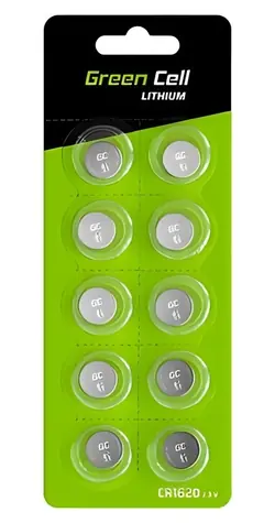 Green Cell / Knoflíková baterie CR1620 / Lithiová / 3V / 70mAh / 10 ks / blistr