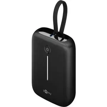 Goobay powerbanka 10000 mAh černá / Powerbanka / integrovaný USB-C kabel 13 cm / 20 W PD/QC / 1x USB-A, 2x USB-C