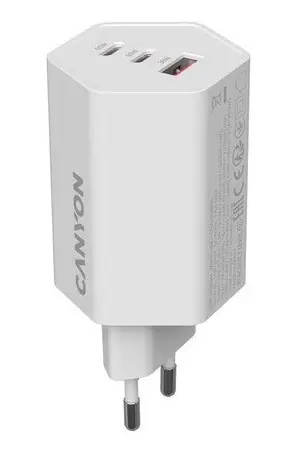Canyon Hexagon 65 bílá / Nabíječka / 65W / 2x USB-C + 1x USB-A