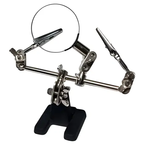 LogiLink WZ0034 / Pájecí držák s lupou / O46 mm / ocelová základna