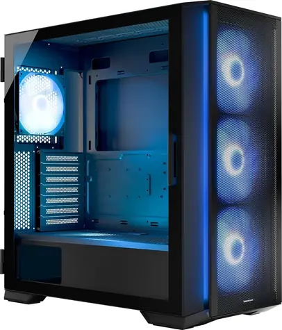 MODECOM Horizon Flow ARGB černá / Skříň / E-ATX / tvrzené sklo / 4x 140mm / 1x USB-C / bez zdroje