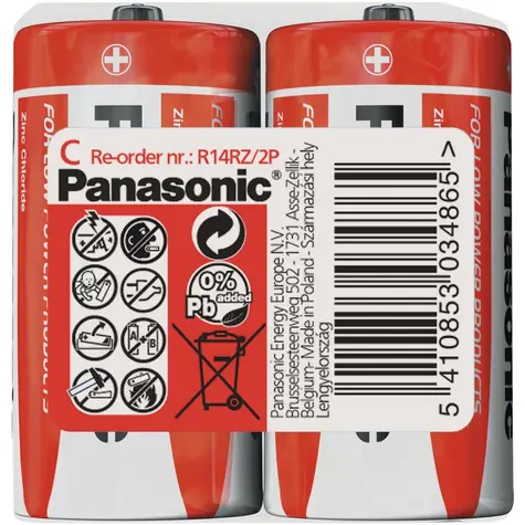 Panasonic R14 2S C / Baterie / zinkouhlíková / typ C / 1,5V / 2 ks