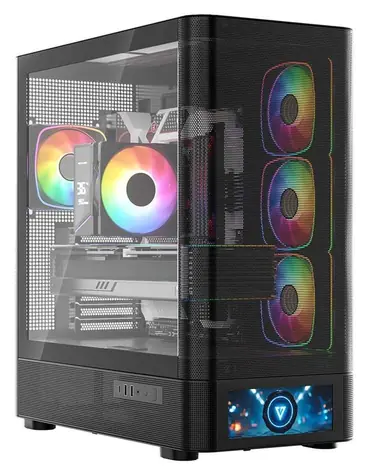 MODECOM Volcano AQ500 ARGB černá / Skříň / ATX / tvrzené sklo / ARGB podsvícení / 1x USB-C 3.2 / 2x USB 3.0