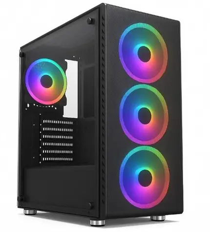 1stCOOL RAINBOW 4 černá / Skříň PC / ATX / Middle Tower / 4x RGB ventilátor / tvrzené sklo