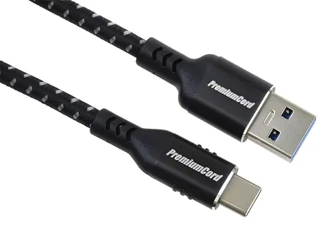 PremiumCord USB-C - USB 3.0 A / Kabel / USB 3.2 Gen 1 / 5 Gbit/s / 3A / 2 m / bavlněný oplet