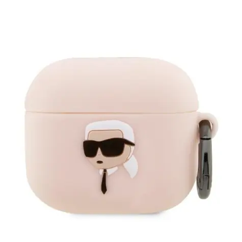 Karl Lagerfeld Karl Head 3D růžová / Pouzdro pro Apple AirPods 3 / Silikon
