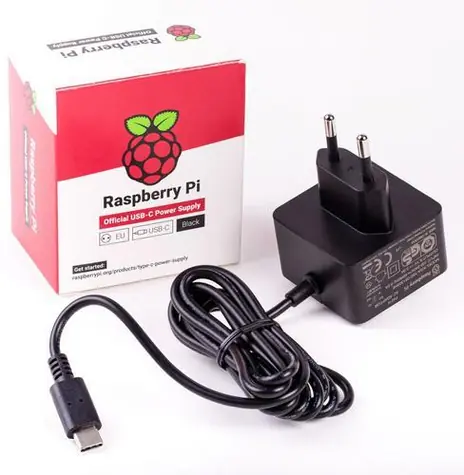 Raspberry Pi napájecí zdroj USB-C 5,1V/3A černá / Napájecí zdroj / USB-C / 15,3 W / 90-264 V