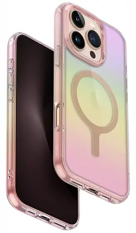 UNIQ Iridescia MagClick růžová / Ochranný kryt na iPhone 16 Pro / MagSafe nabíjení