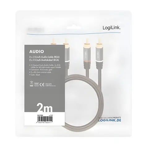 LogiLink RCA audio kabel černá / Audio kabel / 2x RCA - 2x RCA / 2 m