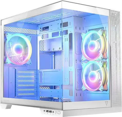 MODECOM Volcano Panorama Apex ARGB 3F bílá / Skříň / mATX / Mini-ITX / 1x USB-C / ARGB / bez zdroje