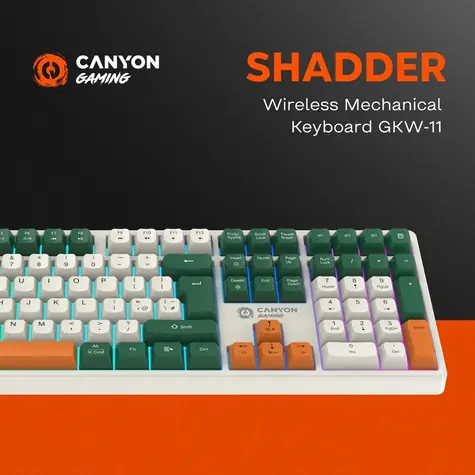 CANYON Shadder GKW-11 bílá/béžová / Herní klávesnice / mechanická / RGB / bezdrátová / CZ/SK layout