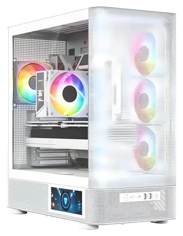 MODECOM Volcano AQ400 ARGB bílá / Skříň / ATX / tvrzené sklo / ARGB podsvícení / 1x USB-C 3.2 / 2x USB 3.0