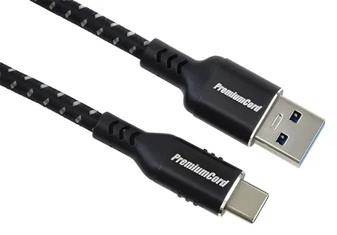 PremiumCord USB-C - USB 3.0 A / Kabel / USB 3.2 Gen 1 / 5 Gbit/s / 3A / 0,5 m / bavlněný oplet