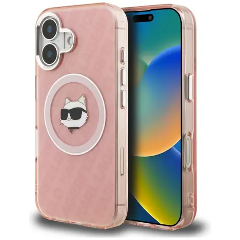 Karl Lagerfeld IML Choupette Head Logo růžová / Zadní kryt / MagSafe / iPhone 16
