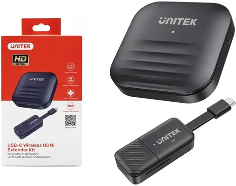 Unitek V1184A01 černá / Bezdrátový vysílač HDMI / dosah 50 m / Full HD / Wi-Fi