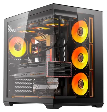 darkFlash C280 černá / Skříň / E-ATX / tvrzené sklo / 7× ventilátor / 270° panoramatický design