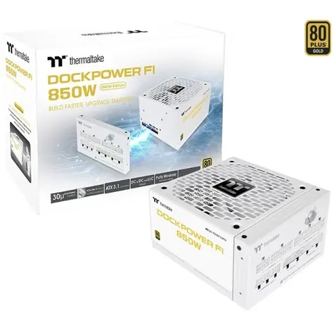Thermaltake Dockpower FI 850W Snow bílá / Zdroj / 80 PLUS Gold / modulární / 4x PCIe / 12V-2x6