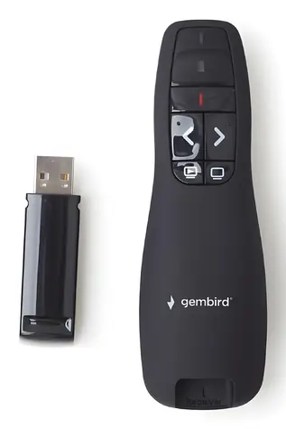 Gembird WP-L-12 černá / Prezentér / RF 2,4 GHz / laserové ukazovátko / USB přijímač