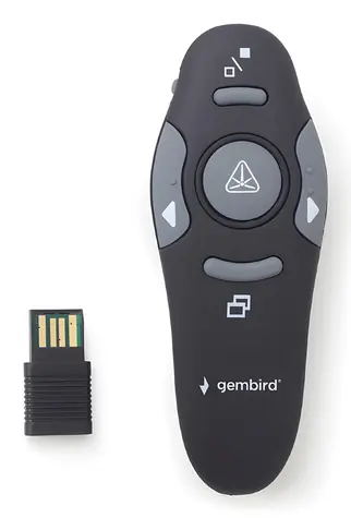 Gembird WP-L-11 černá / Prezentér / RF 2.4 GHz / laserové ukazovátko / USB přijímač