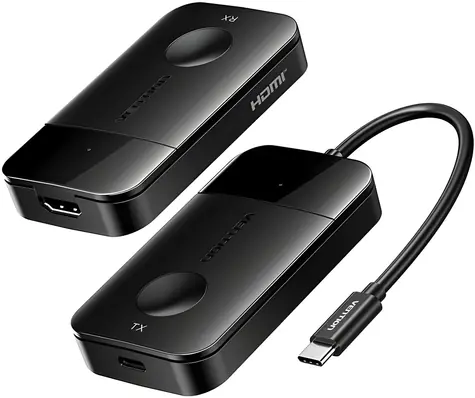 Vention ADOBB černá / Bezdrátový HDMI transmiter / 4K 30Hz / USB-C / Kabel 1 m