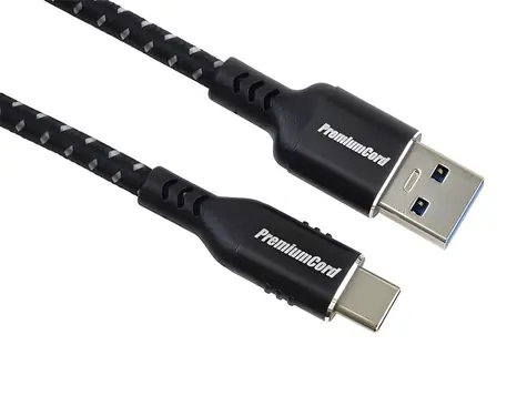 PremiumCord USB-C - USB 3.0 A / Kabel / USB 3.2 Gen 1 / 5 Gbit/s / 3A / 1,5 m / bavlněný oplet