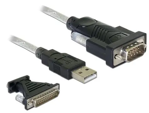 DeLock USB 2.0 Typ-A - RS-232 DB9+DB25 černá / Adaptér / 1,8 m / pozlacené kontakty