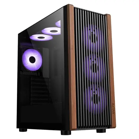 1stCOOL G6 Noble Wood Decor TS ARGB / PC skříň / ATX / 4x ARGB ventilátor 120mm / 1x USB 3.0 + 1x USB-C / tvrzené sklo
