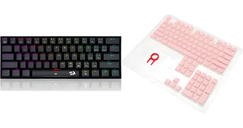 Redragon K630 DragonBorn RGB / Herní klávesnice / mechanická / Outemu Red / + A130 keycapy růžové / USB