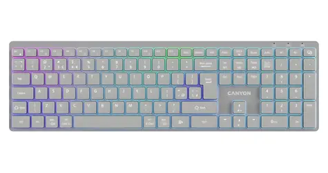 Canyon HKB-W11 šedá / Klávesnice / bezdrátová / voděodolná / RGB podsvícení / CZ/SK layout