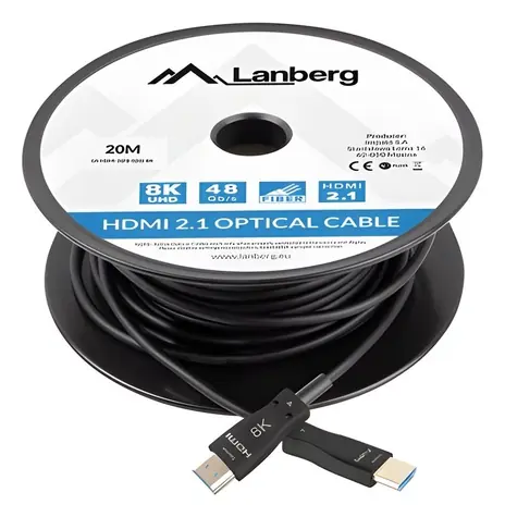 Lanberg CA-HDMI-30FB-0200-BK černá / Optický kabel HDMI / AOC / HDMI 2.1 / 20 m / 8K