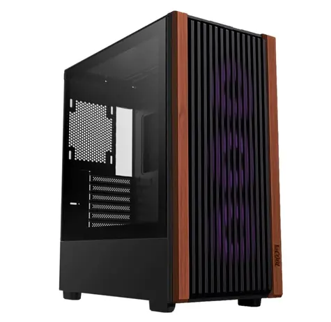 1stCOOL G6 Noble Wood Decor TS / PC skříň / ATX / 1x USB 3.0 + 1x USB-C / tvrzené sklo / bez ventilátorů