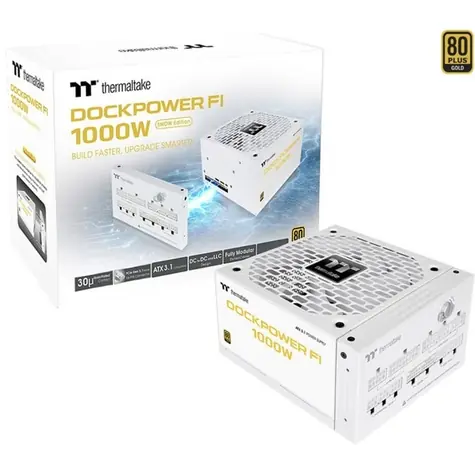 Thermaltake Dockpower FI 1000W Snow bílá / Zdroj / 80 PLUS Gold / modulární / 5x PCIe / 12pin GPU