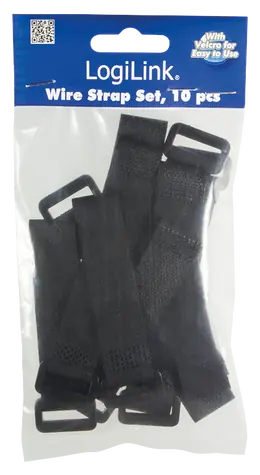 LogiLink Suchý zip na kabely černý, 10 ks / Organizátor kabelů / 150 x 20 mm / Nylon
