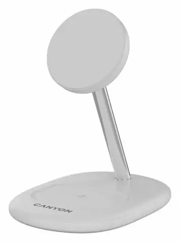 CANYON OnCharge 205 bílá / Bezdrátová nabíječka / pro 2 zařízení současně / 30W adaptér / USB-C kabel 1m