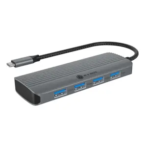 Icy Box IB-DK4022a-CPD stříbrná / Dokovací stanice / 1x HDMI 4K60Hz / 4x USB-A 3.2 Gen1 / USB-C PD 100W
