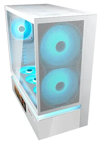 COUGAR CFV235 Vision Mesh bílá / PC skříň / Midi Tower / ARGB / LCD displej / tvrzené sklo