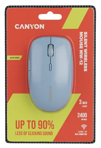 Canyon MW-12 šedá / Optická bezdrátová myš / 2v1 / tichá / 800-2400 DPI / 6 tlačítek