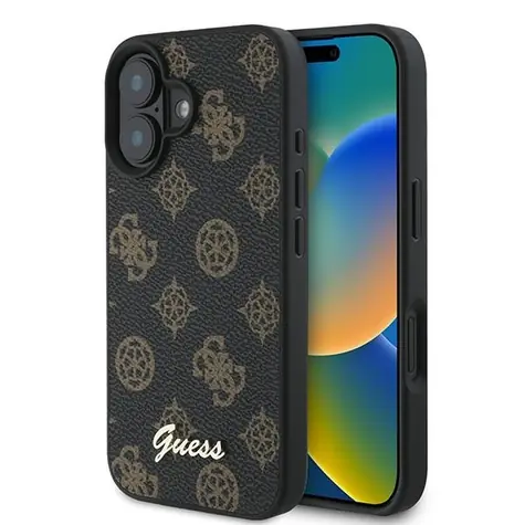 Guess zadní kryt Peony Script černá / Zadní kryt / iPhone 16 Plus / MagSafe