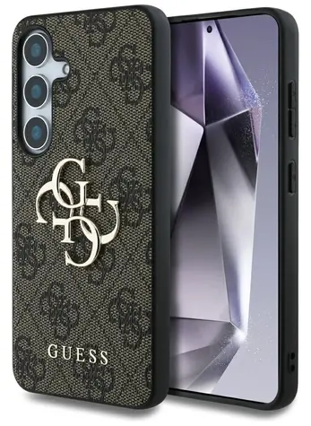 Guess PU 4G Metal Logo Zadní Kryt pro Samsung Galaxy S25+ hnědá / Pouzdro / PU kůže