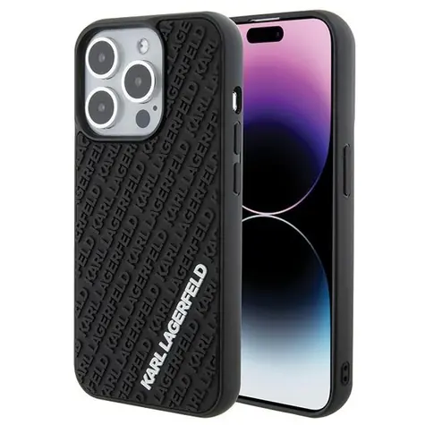 Karl Lagerfeld 3D Rubber Multi Logo černá / Zadní kryt / pro Apple iPhone 15 Pro