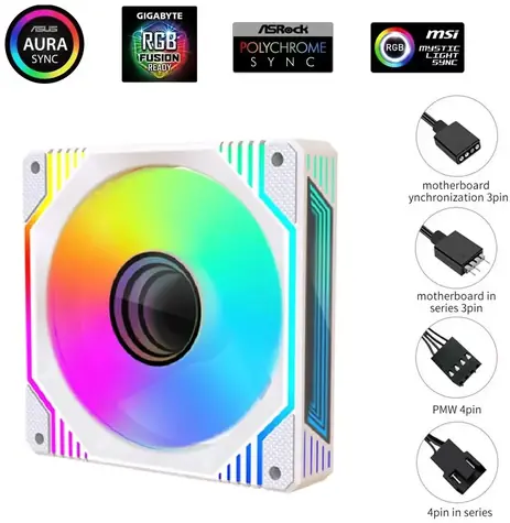 1stCOOL AURA EVO Mirror bílá / Ventilátor / 120 mm / ARGB / PWM