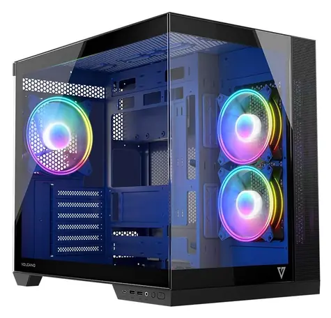 MODECOM Volcano Panorama Apex ARGB 3F černá / Skříň / ATX / 1x USB-C / 2x USB 3.0 / 3x ARGB / bez zdroje