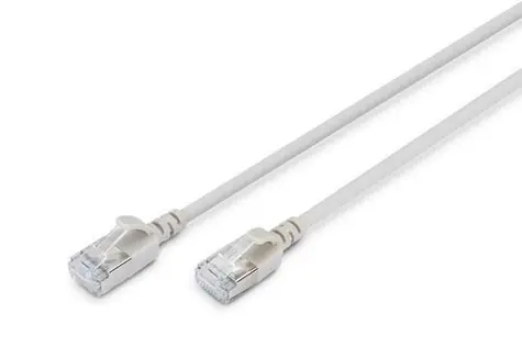 Digitus CAT 6A Slim šedá / Patch kabel / F/FTP / 1,5 m / AWG 32/7 / 10 Gbit/s / PoE+