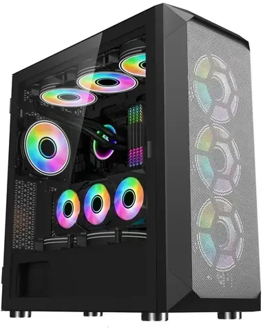 1stCOOL WindStorm Black / PC skříň / MiddleTower / Bez zdroje / ARGB / USB 3.0 / průhledná bočnice