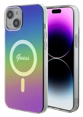 Guess IML Iridescent MagSafe vícebarevná / Kryt / pro iPhone 15, 14, 13 / 6,1”