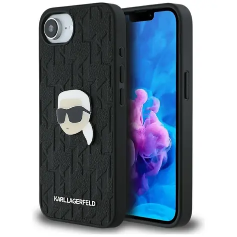 Karl Lagerfeld Monogram Karl Head Pin iPhone 16e černá / Zadní kryt / Kovový pin