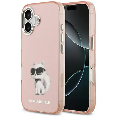 Karl Lagerfeld IML Aquarelle Choupette and Logo růžová / Zadní kryt / MagSafe / iPhone 17