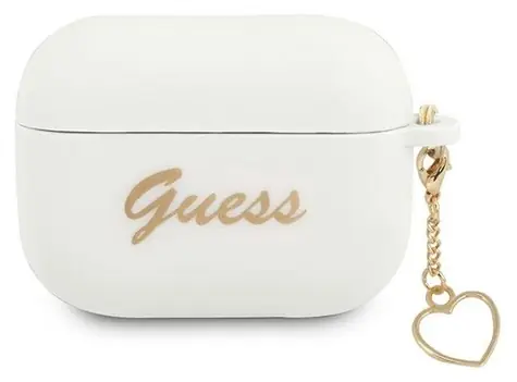Guess GUAPLSCHSH Silicone Charm Heart Collection bílá / Pouzdro / pro Apple AirPods Pro