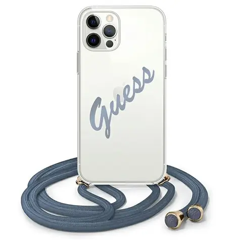Guess Script Vintage kryt pro iPhone 12/12 Pro modrá / Pouzdro / Plastový hardcase