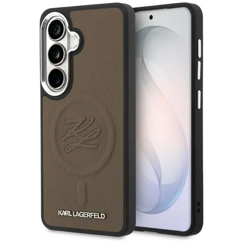 Karl Lagerfeld Embossed Ring Initials hnědá / Zadní kryt / Samsung Galaxy S26+ / MagSafe / Umělá kůže